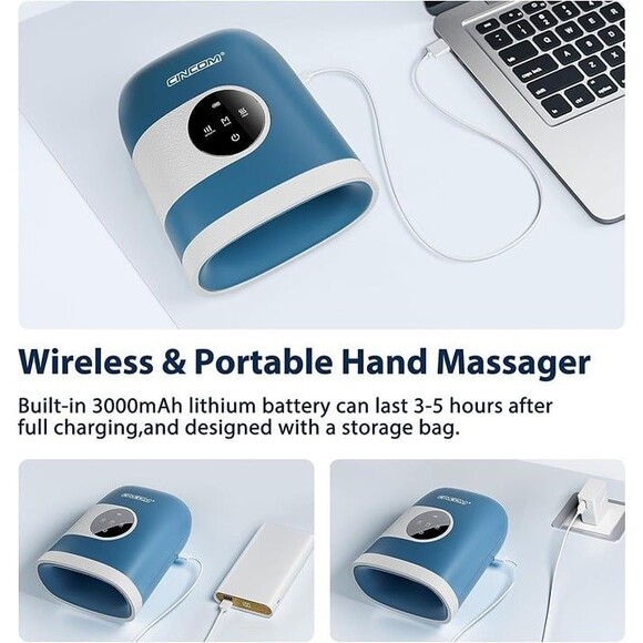 CINCOM Upgraded Cordless Hand Massager with Heat and Compression CM-088H - New - Picture 7 of 7
